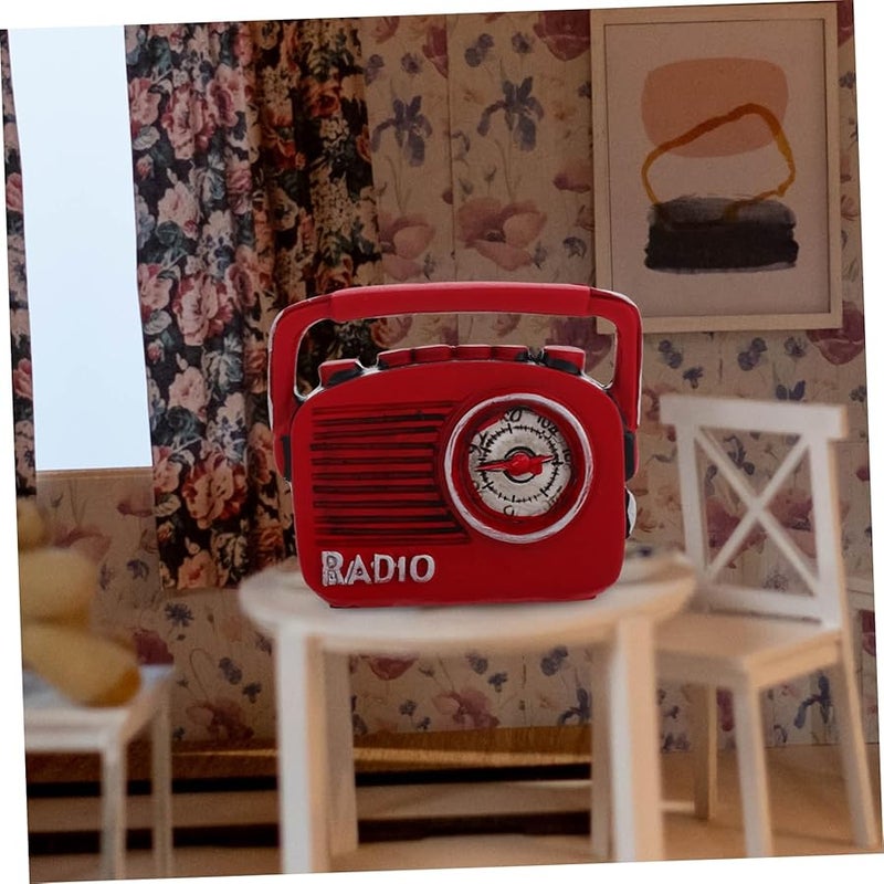 راديو راتنج عتيق نموذج مصغر زخرفة رجعية ديكور المنزل دعامة التصوير - Image 5